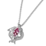 Sterling Silver Pomegranate Necklace with Ruby Stones - 2
