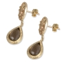 14K Gold and Smoky Quartz Stone Earrings - 2