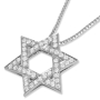 18K White Gold Double Sided Star of David Pendant - 1