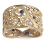 14K Gold and Gemstones Filigree Ring - Sapphire and Lavender - 1