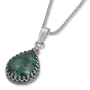 Sterling Silver Rounded Eilat Stone Teardrop Filigree Necklace - 2