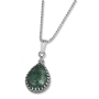 Sterling Silver Rounded Eilat Stone Teardrop Filigree Necklace - 1