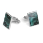 Sterling Silver and Eilat Stone Rectangle Cufflinks - 1