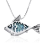 Roman Glass with Silver Frame Fish Necklace - 1