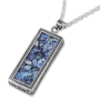 Sterling Silver Filigree Roman Glass Rectangle Necklace - 1