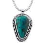 Large Eilat Stone and Silver Teadrop Necklace - 1