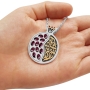 Sterling Silver Pomegranate Necklace with 9K Gold Eshet Chail and Garnet Stones - Proverbs 31:10 - 4