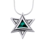 Modern Sterling Silver and Eilat Stone Star of David Necklace - 1