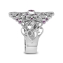 14K White Gold Long Ring with Diamonds and Pink Sapphires - 3