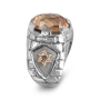Sterling Silver Jerusalem Walls Ring with Champagne Stone and Gold Starts of David - 2