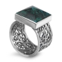 Sterling Silver Filigree Ring with Square Eilat Stone - 1