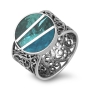 Sterling Silver Filigree Ring with Round Split Circle Eilat Stone - 2