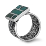 Sterling Silver Filigree Ring with Square Grid Eilat Stone - 2