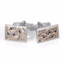 Rafael Jewelry Sapphire Ornate Cufflinks 925 Sterling Silver and 9K Gold - 1