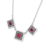 Rafael Jewelry Triple Square Hammered Sterling Silver Necklace - Ruby - 2