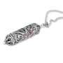 Rafael Jewelry Filigree Mezuzah Sterling Silver with Ruby and Lavender Necklace  - 2