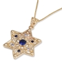 Rafael Jewelry 14K Gold Filigree Star of David Sapphire and Lavender Pendant - 2