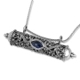Rafael Jewelry Sterling Silver Filigree Mezuzah Sapphire and Garnet Necklace  - 2