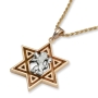 Rafael Jewelry 14K Yellow & White Gold Men's Star of David Necklace with Lion of Judah  - 1