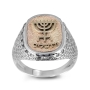 Rafael Jewelry Men's Silver & 9K Gold Jerusalem Walls Menorah Ring - 2