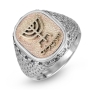 Rafael Jewelry Men's Silver & 9K Gold Jerusalem Walls Menorah Ring - 3