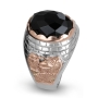 Rafael Jewelry Silver & 14K Jerusalem Ring with Black Onyx Stone - 2