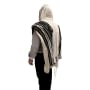 Handwoven Black & Silver Pattern Non-Slip Tallit (Prayer Shawl) Set from Rikmat Elimelech - 3