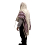 Handwoven Purple Pattern Tallit (Prayer Shawl) Set from Rikmat Elimelech - Non-Slip - 4