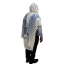 Handwoven Blue Pattern Non-Slip Tallit (Prayer Shawl) Set from Rikmat Elimelech - 2