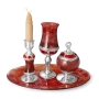 Luxurious Handcrafted Glass and Sterling Silver Havdalah Set (Red) - 1
