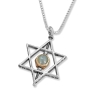 Sterling Silver Star of David and Solomon with Gold-Framed Chrysoberyl Stone - 4