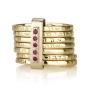 14K Gold Spinning Stacked Seven Blessings Jewish Wedding Ring with Gemstones (Choice of Stones) - 2