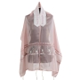 Ronit Gur Sheer Pink Floral Women's Tallit Set with Blessing  - 1