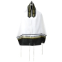 Ronit Gur White Tallit with Black, Gold and Silver Stripes - 2