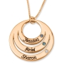 Gold Plated Open Disk Mom Necklace with Birthstones - Hebrew / English - 2