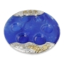 Handcrafted Seder Plate With Grapes Design (Royal Blue) - 1