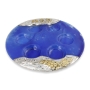 Handcrafted Seder Plate With Grapes Design (Royal Blue) - 3