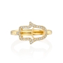 Yaniv Fine Jewelry 18K Gold Slim Diamond Studded Hamsa Ring for Women - Color Option - 3