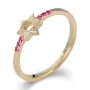 14K Yellow Gold and Ruby Stones Star of David Ring for Women - 2