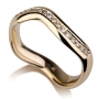 14K Yellow Gold Misshapen Ring with Center Diamond Strip - 1