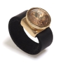 SEA Smadar Eliasaf Black Leather Ring with Champagne Round Swarovski Stone - 1