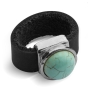 SEA Smadar Eliasaf Baby Blues Black Leather Silver-Plated Turquoise Ring - 2