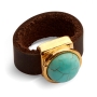 SEA Smadar Eliasaf Baby Blues Brown Leather Gold-Plated Turquoise Ring - 1