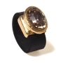 SEA Smadar Eliasaf Black Leather Ring with Black Oval Swarovski Stone  - 1
