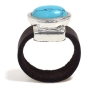 SEA Smadar Eliasaf Brown Leather Ring with Oval Turquoise - 2