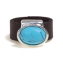 SEA Smadar Eliasaf Brown Leather Ring with Oval Turquoise - 1