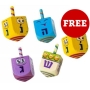 Set of 5 Large Painted Wooden Dreidels (Assorted Colors) - Buy 4 and Get 1 Free!!! - 1
