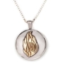 Silver and Gold Disk Necklace - My Flame with Microfilm Book of Psalms  - 1