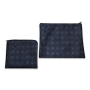 Faux Leather Diamond Checkered Tallit & Tefillin Bag Set - Black - 3
