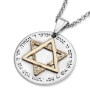 Silver and Gold Star of David Men's Pendant Necklace - Priestly Blessing - Numbers 6:24-26 - 1